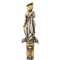 Chasse FINE PETITE DAGUE DE VENERIE CHASSE A COURRE EN BRONZE ET ARGENT - FRANCE XIXè {PRODUCT_REFERENCE} - 5