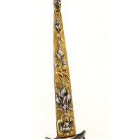 Chasse FINE PETITE DAGUE DE VENERIE CHASSE A COURRE EN BRONZE ET ARGENT - FRANCE XIXè {PRODUCT_REFERENCE} - 18