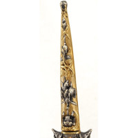 Chasse FINE PETITE DAGUE DE VENERIE CHASSE A COURRE EN BRONZE ET ARGENT - FRANCE XIXè {PRODUCT_REFERENCE} - 19
