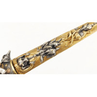 Chasse FINE PETITE DAGUE DE VENERIE CHASSE A COURRE EN BRONZE ET ARGENT - FRANCE XIXè {PRODUCT_REFERENCE} - 8