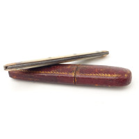 Coutellerie FIN COUTEAU PLIANT 18è DE VOYAGE  OR ET NACRE  DOUBLE LAME ARGENT ET ACIER - FRANCE FIN DU XVIIIè {PRODUCT_REFERENCE