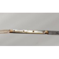 Coutellerie FIN COUTEAU PLIANT 18è DE VOYAGE  OR ET NACRE  DOUBLE LAME ARGENT ET ACIER - FRANCE FIN DU XVIIIè {PRODUCT_REFERENCE