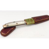 Coutellerie FIN COUTEAU PLIANT 18è DE VOYAGE  OR ET NACRE  DOUBLE LAME ARGENT ET ACIER - FRANCE FIN DU XVIIIè {PRODUCT_REFERENCE