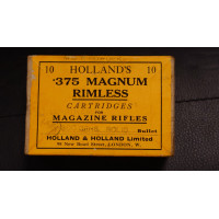 Cartouches classées 375 H&H   HOLLAND HOLLAND LONDON   375 MAGNUM RIMELESS MUNITION BOITES CARTON 10 CARTOUCHES 300grains {PRODU