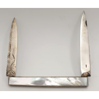 Coutellerie COUTEAU PLIANT DE LUXE  LANGRES XVIIIème   ARGENT ET NACRE  -  J.B BERGER A LANGRES {PRODUCT_REFERENCE} - 1