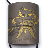 Art du Japon INRO À QUATRE CASES EN LAQUE SIGNÉ HAN'YUSAI (1804-1840) OJIME IVOIRE - JAPON EPOQUE EDO XIXè {PRODUCT_REFERENCE} -