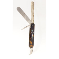 Coutellerie COUTEAU PLIANT DE POCHE MULTILAME ECAILLE ET NACRE LAMES ARGENT ET ACIER - FRANCE XIXè {PRODUCT_REFERENCE} - 2