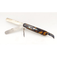 Coutellerie COUTEAU PLIANT DE POCHE MULTILAME ECAILLE ET NACRE LAMES ARGENT ET ACIER - FRANCE XIXè {PRODUCT_REFERENCE} - 10