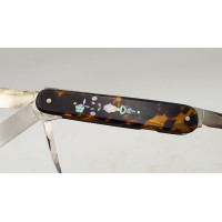 Coutellerie COUTEAU PLIANT DE POCHE MULTILAME ECAILLE ET NACRE LAMES ARGENT ET ACIER - FRANCE XIXè {PRODUCT_REFERENCE} - 14