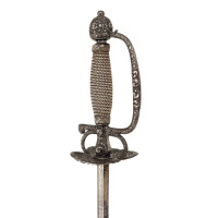 Armes Blanches FINE ET RICHE ÉPÉE À LA MOUQUETAIRE EN FER LAME GRAVÉE DEVISE RECTE FACIENDO NEMINEM TIMEAS  - FRANCE FIN DU XVII