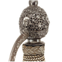 Armes Blanches FINE ET RICHE ÉPÉE À LA MOUQUETAIRE EN FER LAME GRAVÉE DEVISE RECTE FACIENDO NEMINEM TIMEAS  - FRANCE FIN DU XVII