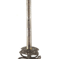 Armes Blanches RICHE ÉPÉE À LA MOUQUETAIRE EN FER LAME GRAVÉE DEVISE RECTE FACIENDO NEMINEM TIMEAS  - FRANCE FIN DU XVIIè {PRODU