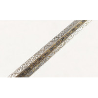 Armes Blanches FINE ET RICHE ÉPÉE À LA MOUQUETAIRE EN FER LAME GRAVÉE DEVISE RECTE FACIENDO NEMINEM TIMEAS  - FRANCE FIN DU XVII