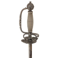 Armes Blanches FINE ET RICHE ÉPÉE À LA MOUQUETAIRE EN FER LAME GRAVÉE DEVISE RECTE FACIENDO NEMINEM TIMEAS  - FRANCE FIN DU XVII