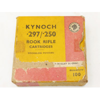 Cartouches Collection RARE BOITE CARTON MUNITIONS KYNOCH CALIBRE ANGLAIS .297/250 ROOK RIFLE CARTOUCHE BOUTEILLE - GB XIXè {PROD