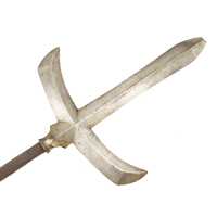 Art du Japon JUMONJI YARI   LANCE JAPONAISE SAMOURAÏS   LAME FORME DE CROIX  SIGNATURE FORGERON - JAPON EDO PERIOD {PRODUCT_REFE