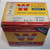 Cartouches classées BOITE 25 CARTOUCHES MUNITIONS CHASSE WINCHESTER  CALIBRE 20 MAGNUM 3IN 4 SHOT fin 70'S {PRODUCT_REFERENCE} -