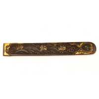 Art du Japon KOZUKA MANCHE COUTEAU POUR SABRE JAPONAIS  EN  CUIVRE / VAGUES  &  KIRI MON  JAPON XIXè {PRODUCT_REFERENCE} - 2