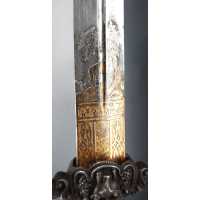 Armes Blanches DAGUE DE VENERIE COUTEAU CHASSE A COURS LOUVETERIE  FINES CISELURES ET GRAVURES  SUR FER - FRANCE XIXè {PRODUCT_R