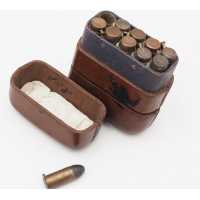 Cartouches Collection BOITE EN CUIR À COMPARTIEMENTS DE 20 MUNITIONS CALIBRE 7MM CARTOUCHES À BROCHE - FRANCE XIXè {PRODUCT_REFE