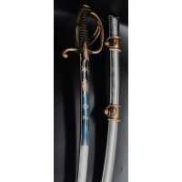 Armes Blanches SABRE D'OFFICIER DE CAVALERIE LÉGÈRE MONTURE À LA CHASSEUR DU MODÈLE AN IX LAME SOLINGEN - FRANCE CONSULAT ET PRE