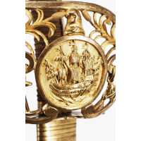 Armes Blanches RARE FORT SABRE D'OFFICIER DE MARINE RÉVOLUTIONNAIRE DE TYPE MONTMORENCY - FRANCE RÉVOLUTION / DIRECTOIRE {PRODUC