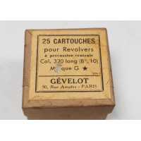 Cartouches Munitions BOITE 25 MUNITIONS ANCIENNE GEVELOT CARTOUCHES CALIBRE 320 LONG PERCUSSION CENTRALE GEVELOT FRANCE XIXè {PR