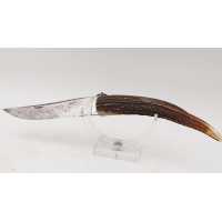 Coutellerie FORT COUTEAU PLIANT DE CHASSE CORNILLON  CORNE DE CERF  RESSORT À PALANQUILLE BASCIN À EPINAL - FRANCE FIN XIXè {PRO