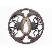 Art du Japon TSUBA KATANA MARUGATA EN FER AJOURÉ  SIGNÉE  JAPON XIXè {PRODUCT_REFERENCE} - 5