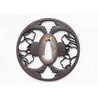 Art du Japon TSUBA KATANA MARUGATA EN FER AJOURÉ  SIGNÉE  JAPON XIXè {PRODUCT_REFERENCE} - 6