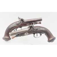 Armes de Poing RARISSIME PAIRE DE PISTOLETS CORSE  DOUBLES CANONS À PERCUSSION FAIT À PIETRALBA XIXè CALIBRE 13MM {PRODUCT_REFER