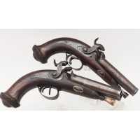 Armes de Poing RARISSIME PAIRE DE PISTOLETS CORSE  DOUBLES CANONS À PERCUSSION FAIT À PIETRALBA XIXè CALIBRE 13MM {PRODUCT_REFER