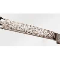 Coutellerie COUTEAU DE MARIAGE LAME ACIER ET MANCHE ARGENT ALLÉGORIES DES VERTUS THÉODORE DE BRY DATÉ 1620 - HOLLANDE XVIIè  - 1