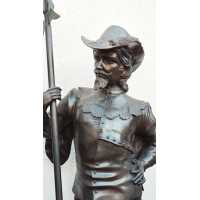 Antiquités PAIRE DE GRANDS SOLDATS EN BRONZE DE TAILLE HUMAINE MOUSQUETAIRES CAVALIERS STYLE RENAISSANCE  - 3