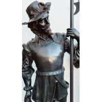 Antiquités PAIRE DE GRANDS SOLDATS EN BRONZE DE TAILLE HUMAINE MOUSQUETAIRES CAVALIERS STYLE RENAISSANCE  - 4