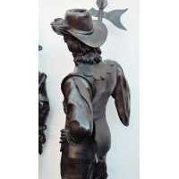 Antiquités PAIRE DE GRANDS SOLDATS EN BRONZE DE TAILLE HUMAINE MOUSQUETAIRES CAVALIERS STYLE RENAISSANCE  - 8