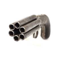 Armes de Poing REVOLVER POIVRIÈRE MARIETTE BREVETÉ 1850  6 CANONS À PERCUSSION CALIBRE 9MM  - 3