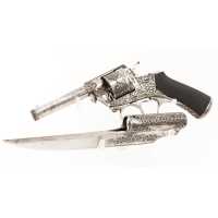 Armes de Poing RARE REVOLVER DE LUXE  PERRIN MODÈLE 1965/96 À BAÏONNETTE COUTEAU  CALIBRE 7MM - FRANCE XIXè 1469-62-55 - 11