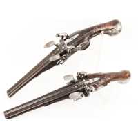 Armes de Poing PAIRE DE PISTOLETS DE VÉNERIE À SILEX DOUBLE CANONS SIGNÉ NOËL TERRASSON VERS 1740 ÉPOQUE LOUIS XV A-1469-62-2 - 