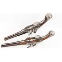 Armes de Poing PAIRE DE PISTOLETS DE VÉNERIE À SILEX DOUBLE CANONS SIGNÉ NOËL TERRASSON VERS 1740 ÉPOQUE LOUIS XV A-1469-62-2 - 