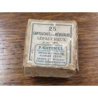 Cartouches Munitions ANCIENNE BOITE MUNITIONS CALIBRE 7MM A BROCHE REVOLVER LEFAUCHEUX Poudre Noire SFM GEVELOT & GOUPILLAT Fra