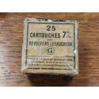 Cartouches Munitions ANCIENNE BOITE MUNITIONS CALIBRE 7MM A BROCHE REVOLVER LEFAUCHEUX Poudre Noire SFM - France XIXè - 1