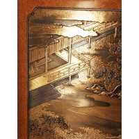 Art Japonais BUNKO BOÎTE À DOCUMENTS EN LAQUE NASHIJI ET TAKAMAKI-E OR - JAPON ÉPOQUE MEIJI 1868/1912  - 21