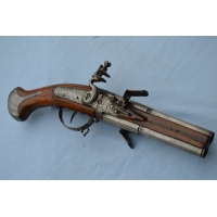 Armes de Poing PISTOLET SILEX 2 CANONS TOURNANTS VERS 1680 - FR Ancien Régime Louis XIV {PRODUCT_REFERENCE} - 1