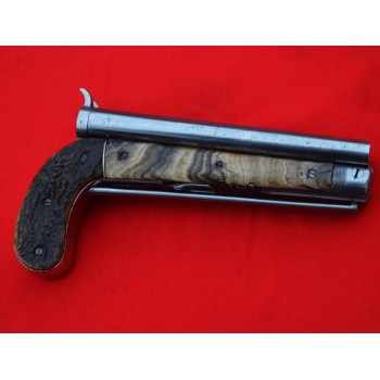 PISTOLET COUTEAU A DOUBLE CANONS A PERCUSSION - FR XIXè