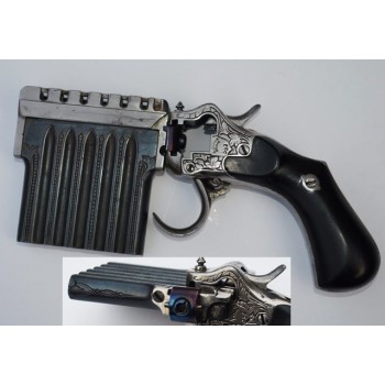 PISTOLET A REPITITION JARRE 6 CANONS DIT HARMONICA Cal 8mm Broche - FR XIXè