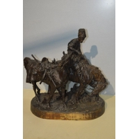 ANTIQUITES BRONZE RUSSE COSAQUE APRES DE COMBAT Evgeni Alexandrovich LANCERAY (1848-1886) par CHOPIN - France XIXè {PRODUCT_REFE