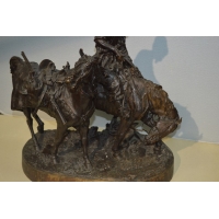 ANTIQUITES BRONZE RUSSE COSAQUE APRES DE COMBAT Evgeni Alexandrovich LANCERAY (1848-1886) par CHOPIN - France XIXè {PRODUCT_REFE