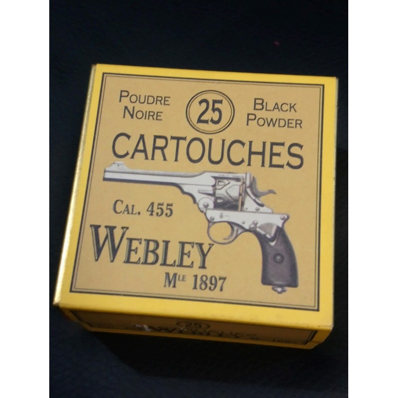 Boite de 25 cartouches calibre 455 Webley Munitions rechargées PN - FR actuel Boite de 25 cartouches calibre 455 Webley Munitions rechargées PN - FR actuel