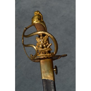 SABRE OFFICIER INFANTERIE AU CHIEN et TROPHES - France Révolution